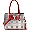 Bow Accent Plaid Pattern BOUTIQUE Satchel Wallet SET