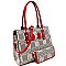 Bow Accent Plaid Pattern BOUTIQUE Satchel Wallet SET