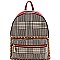 Chain Accent Plaid Pattern Fashion Backpack AGZ6946-LP