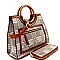 Wooden Handle Plaid Pattern Satchel Wallet SET  MH-AGZ6947W