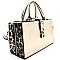 AL632-LP Leopard Trim Turn-lock Boxy Satchel