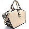 AL633-LP Leopard Trim Padlock Figure Structured Satchel