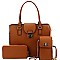 Pinch-Lock Leatherette 3-Piece Satchel Set