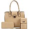 Pinch-Lock Leatherette 3-Piece Satchel Set