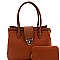 Elegant Turn-Lock Accent 2-Way Satchel Wallet SET MH-AMS0291W