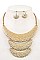 THREE LAYER HAMMERED LINK NECKLACE SET