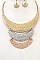 THREE LAYER HAMMERED LINK NECKLACE SET