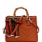 MH-B0163 Color Block Bow Chevron Quilted Bamboo Handle Satchel