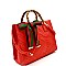 MH-B0163 Color Block Bow Chevron Quilted Bamboo Handle Satchel