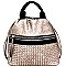 B5-6707-LP Zipper Accent Woven Drawstring Fashion Backpack