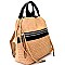 B5-6707-LP Zipper Accent Woven Drawstring Fashion Backpack