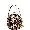 Patent Ball-Shaped Jewel-Top Satchel Leopard Animal Print