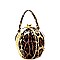 Patent Ball-Shaped Jewel-Top Satchel Leopard Animal Print