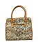 Leopard Padlock Accented Satchel Purse
