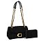 2-in-1 Quilted Suede Shoulder Bag & Wallet Set