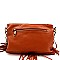 Chain Accented Fringed Cross Body Messenger