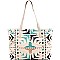 BGA2498-LP Antik Kraft Tribal Embroidered Canvas Shopper Tote