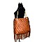 Leather Fringed Quilted Shoulder