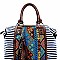 Stylish Aztec & Stripe Print Boston Satchel MH-BGS15731