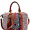 Stylish Aztec & Stripe Print Boston Satchel MH-BGS15731