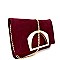 BGW0939-LP Madison West Metal Handle Felt-Suede Fold-Over Clutch