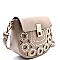 BGW47502-LP Madison West Laser-Cut Detail Studded Flap Crossbody