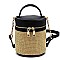 Fashion Straw Cylinder Crossbody Bag Satchel