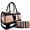 Plaid Print Flap Boston Satchel SET WITH WALLET