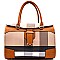 Plaid Print Flap Boston Satchel SET WITH WALLET