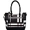 BL1008  Plaid Print Hardware Accent Tote