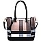 BL1008  Plaid Print Hardware Accent Tote