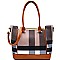 BL1008  Plaid Print Hardware Accent Tote