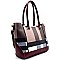 BL1008  Plaid Print Hardware Accent Tote