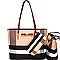 [S]BL1019-LP Bow Accent 3 in 1 Plaid Print Tote SET