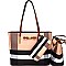 [S]BL1019-LP Bow Accent 3 in 1 Plaid Print Tote SET