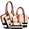 [S]BL1027T-LP Checker Plaid Print 4 in 1 Twin Tote SET with Wallet