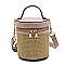 Fashion Straw Cylinder Crossbody Bag Satchel