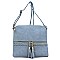 Weaved Whipstitch Tassel Zipper Crossbody Bag