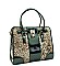 Leopard Padlock Accented Satchel Purse