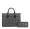 2-IN1 Oval Print Tote / Satchel W Wallet Set