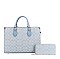 2-IN1 Oval Print Tote / Satchel W Wallet Set