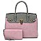 2-in-1 Colorblock Padlock Satchel Wallet Set