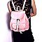 BP1980-LP Front Pocket Drawstring Convertible Flap Backpack