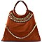 Chain Accent Round Handle Boutique Hobo