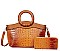 2 IN-1 Croc Round Top Handle Satchel Bag + Wallet