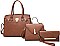 3 IN 1 KEYLOCK DESIGN PLAIN SATCHEL SET