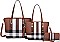 3 In 1 Checker Design Tote Wallet Set - Classic