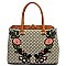 Diamond Check Embroidered Flower Satchel