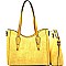 BS1244-LP Handle Accent Satchel 2 in 1 Textured Tote SET