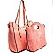 BS1244-LP Handle Accent Satchel 2 in 1 Textured Tote SET